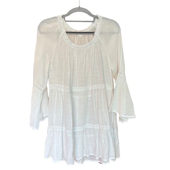 Spense Tops - Spense Womens Peasant Boho Flowy Lightweight Blouse Bell Sleeves White Large